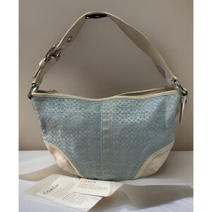 Coach Vintage Signature Mini C Jacquard Shoulder Bag• Light Blue•Y2K• F10924 EUC